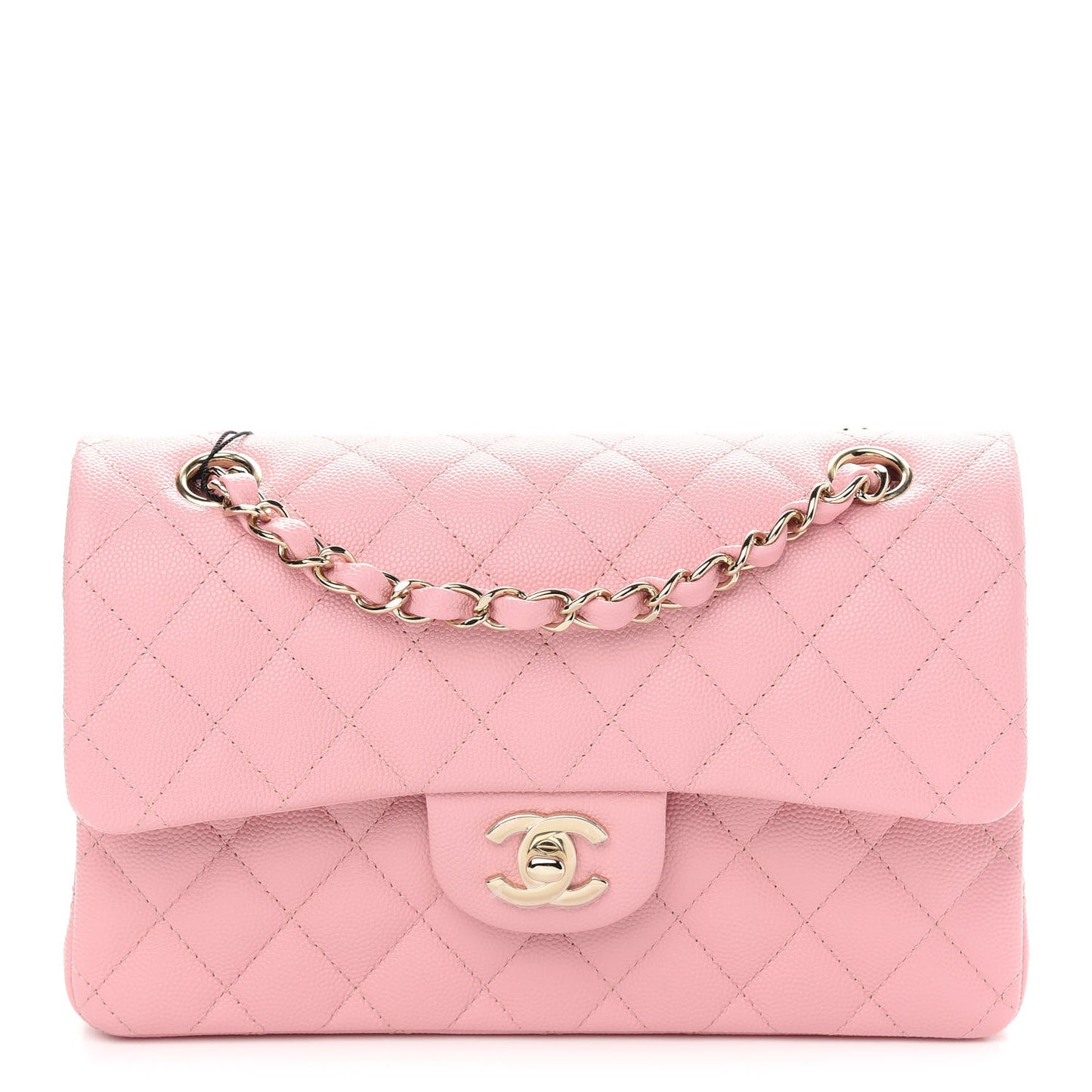 Caviar Quilted Small Double Flap Pink