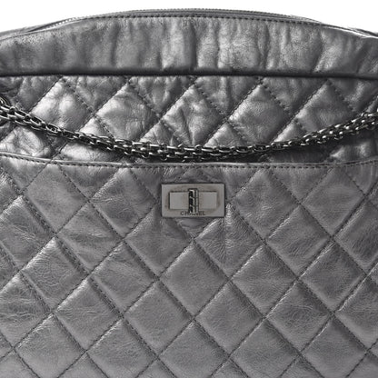 Chanel Metallic Aged Calfskin Quilted Large Reissue Camera Case Silver 11 of 12
