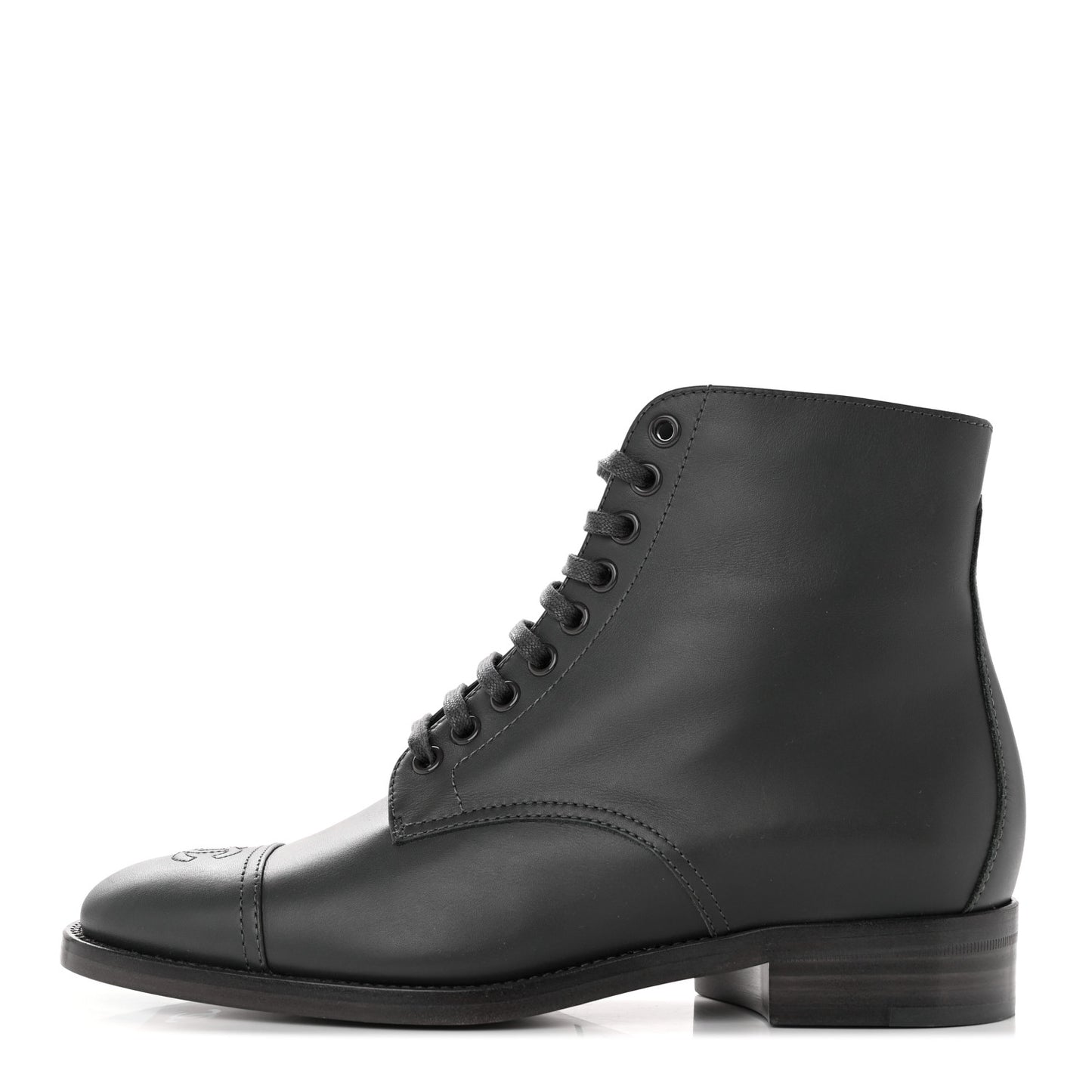 Calfskin Cap Toe CC Lace Up Boots 39 Dark Grey