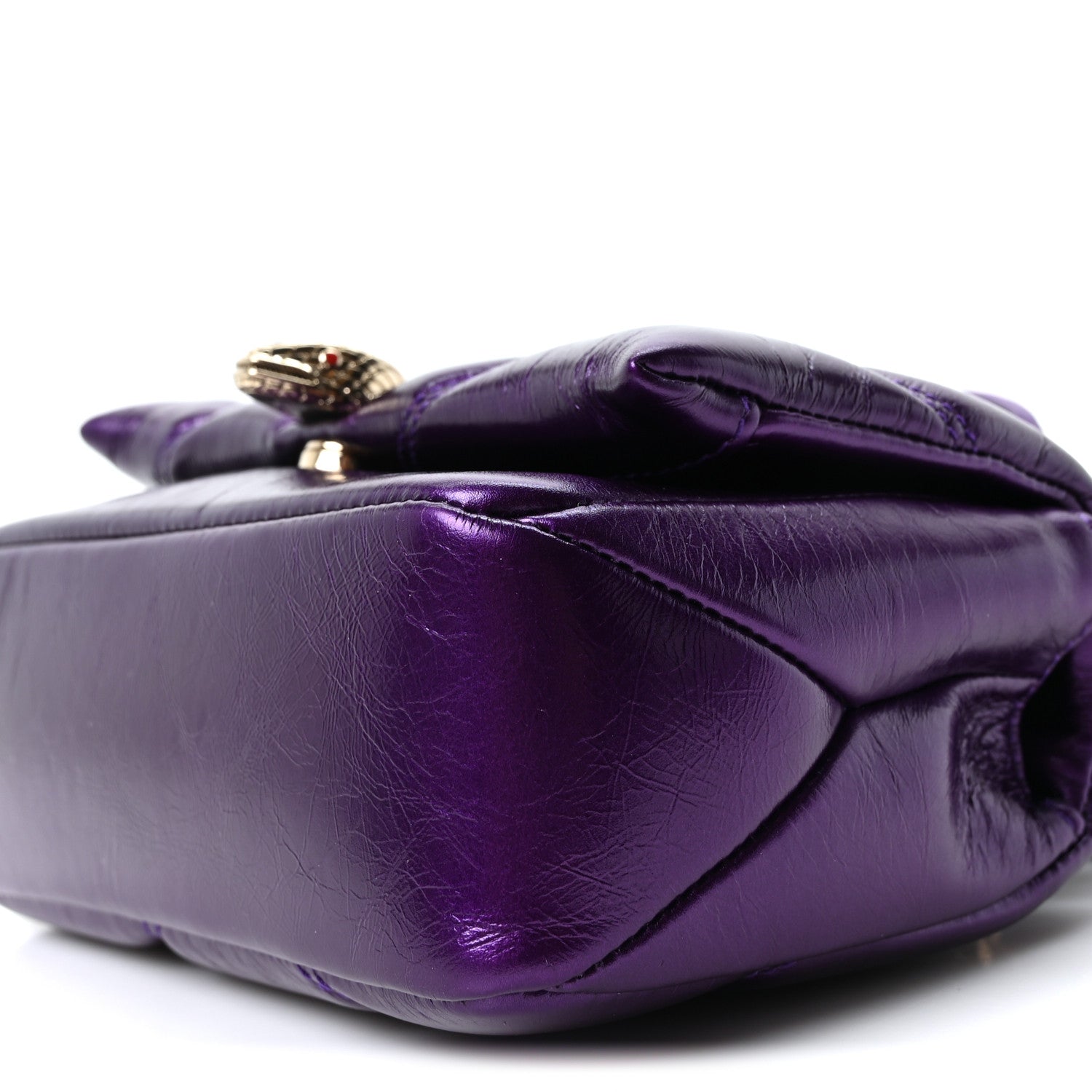 Bulgari Metallic Calfskin Matelasse Mini Serpenti Cabochon Crossbody Bag Purple 10 of 10