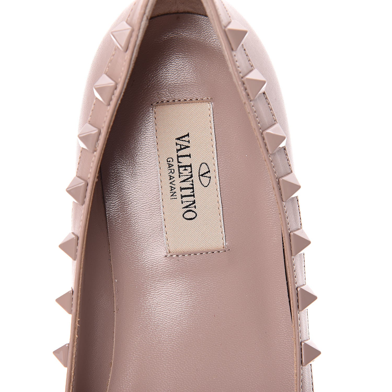 Valentino Garavani Calfskin Lacquered Monochrome Rockstud Ballerina Flats 38 Poudre 7 of 8