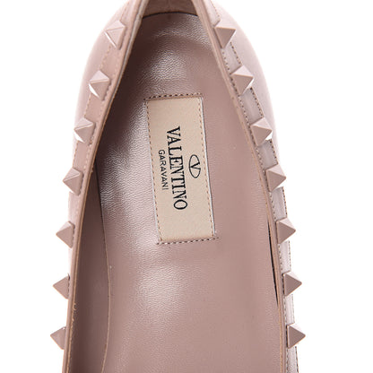 Valentino Garavani Calfskin Lacquered Monochrome Rockstud Ballerina Flats 38 Poudre 7 of 8