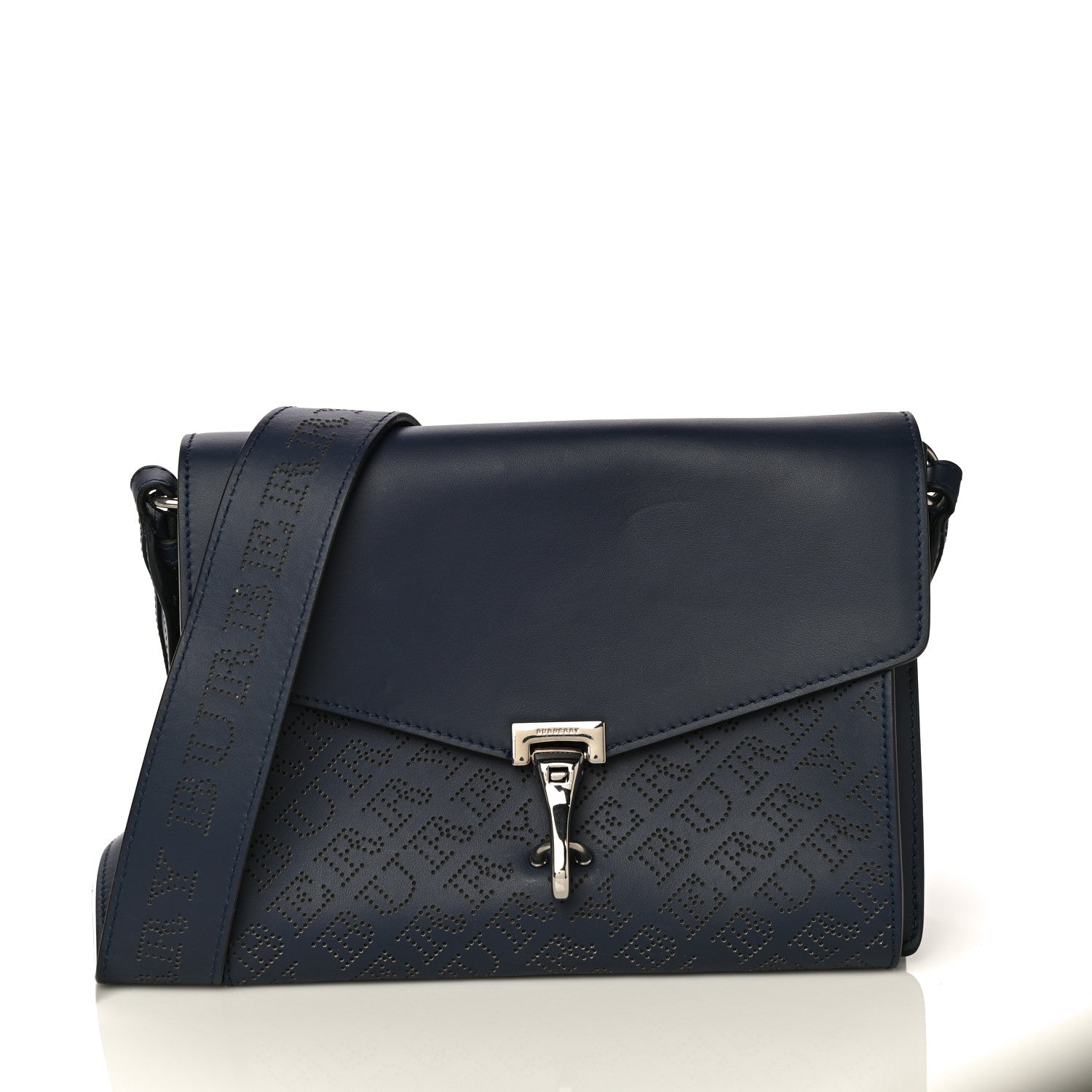 Burberry Calfskin Perforated Small Macken Crossbody Bag Regency Blue 7 of 16
