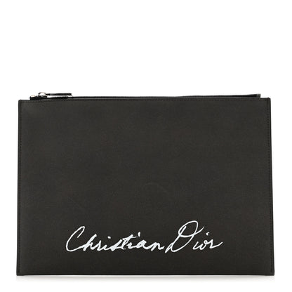 Christian Dior Calfskin 1947 Lily of The Valley Pouch Grey 1 of 7