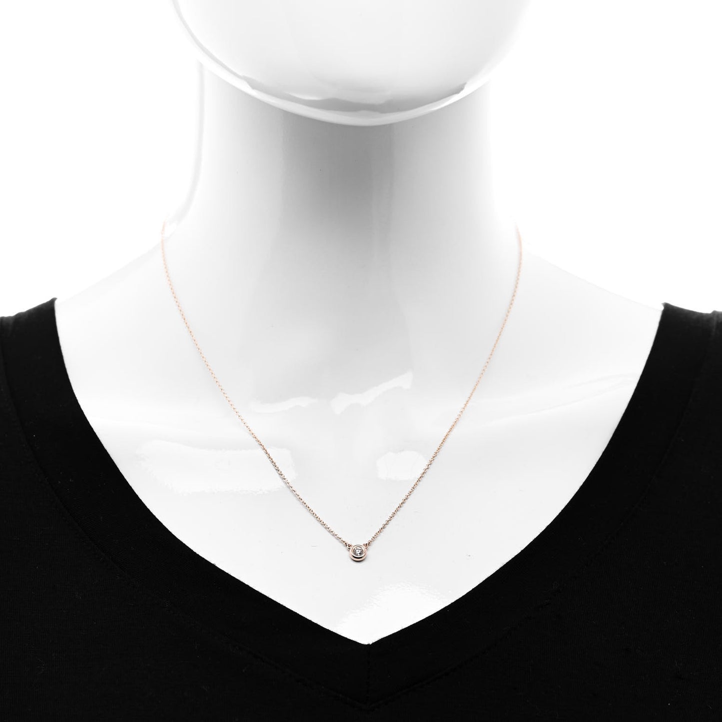 18K Rose Gold Diamond .12ct Elsa Peretti Diamonds by the Yard Pendant Necklace