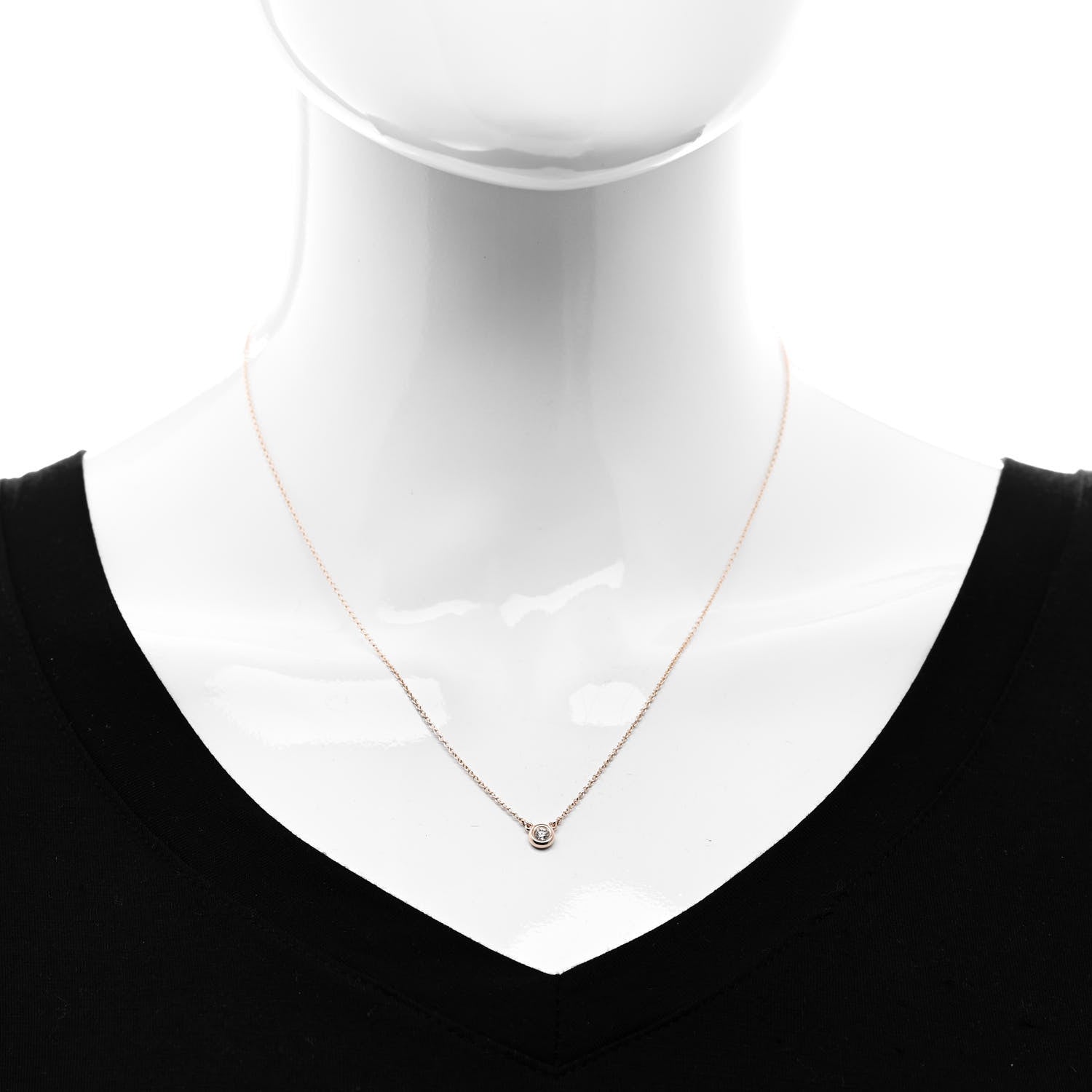 Tiffany 18K Rose Gold Diamond .12ct Elsa Peretti Diamonds by the Yard Pendant Necklace 2 of 6