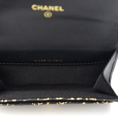 Chanel Calfskin Crocodile Embossed Graffiti Cocodile Reissue Card Holder Wallet Black Gold 4 of 8