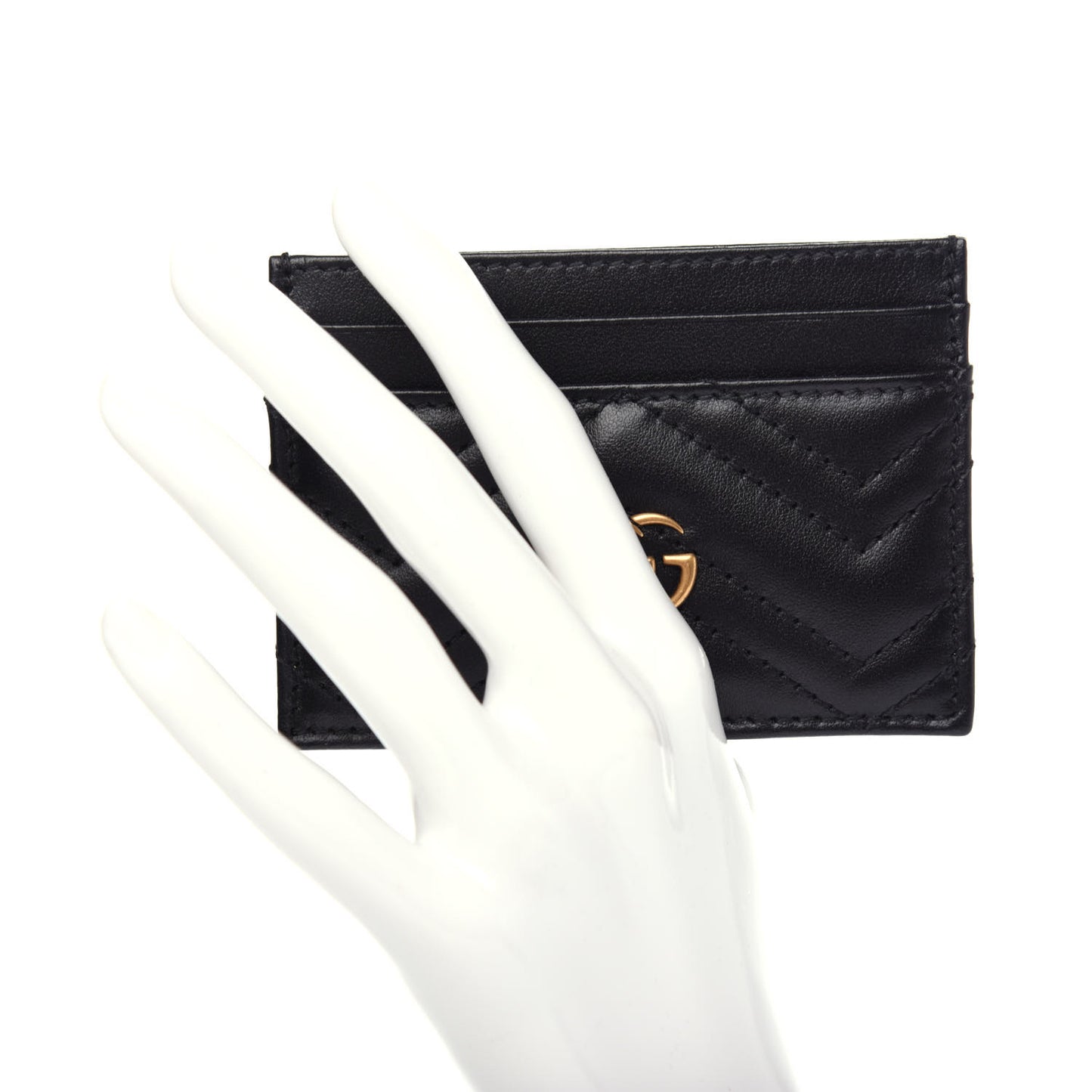 Calfskin Matelasse GG Marmont Card Holder Black