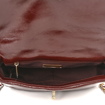 Chanel Shiny Crumpled Calfskin Quilted Medium Chanel 19 Flap Burgundy 5 of 10