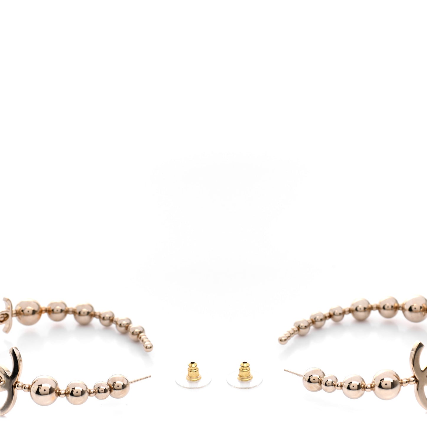Metal Bead CC Hoop Earrings Gold