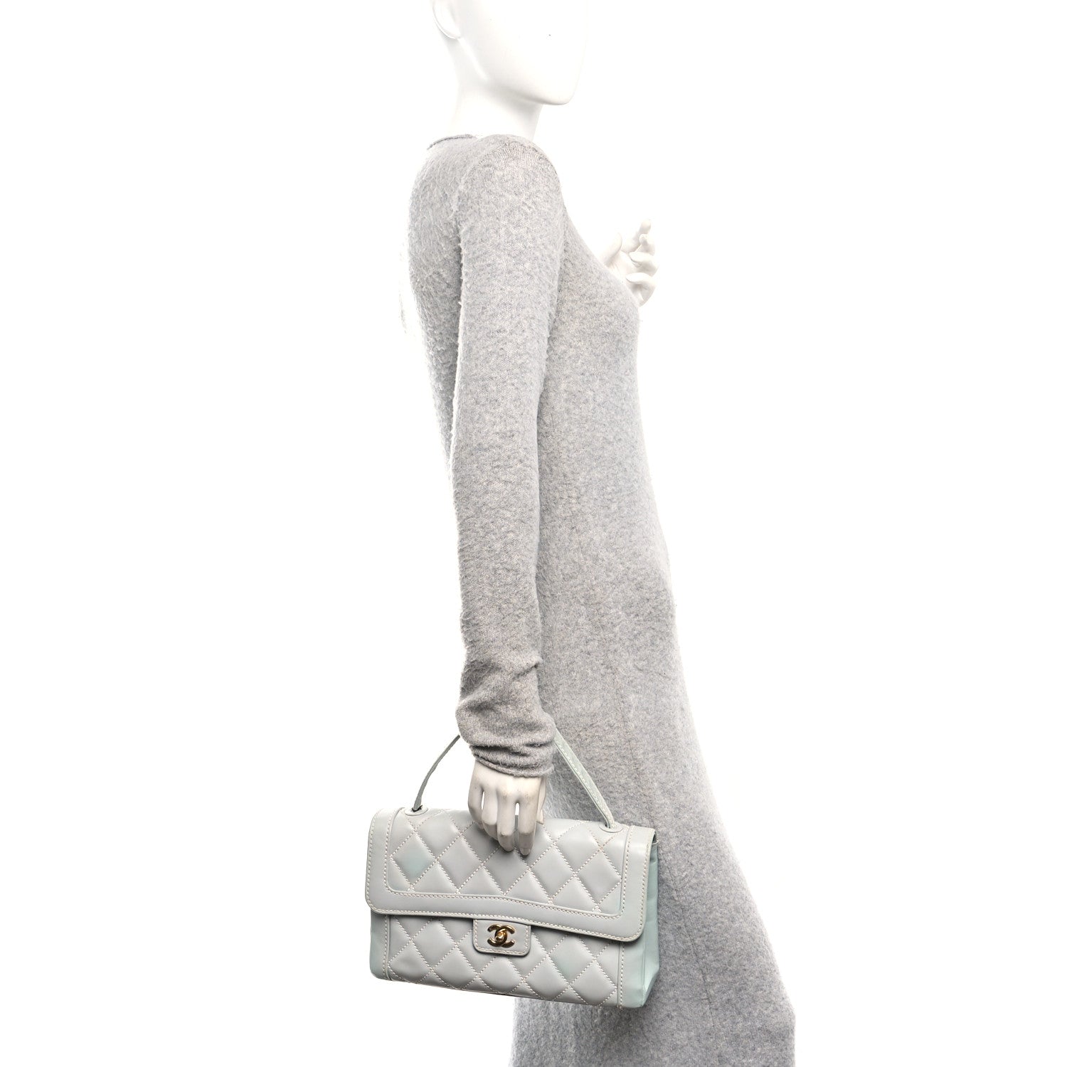 Chanel Calfskin Quilted Wild Stitch Large Flap Light Blue 2 of 11