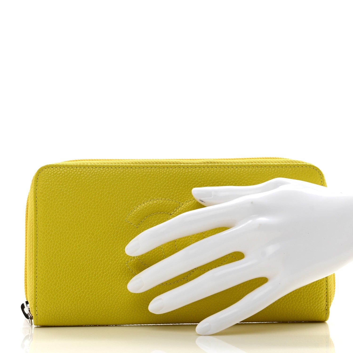 Chanel Caviar Large Timeless CC Zip Around Wallet Yellow 2 of 9