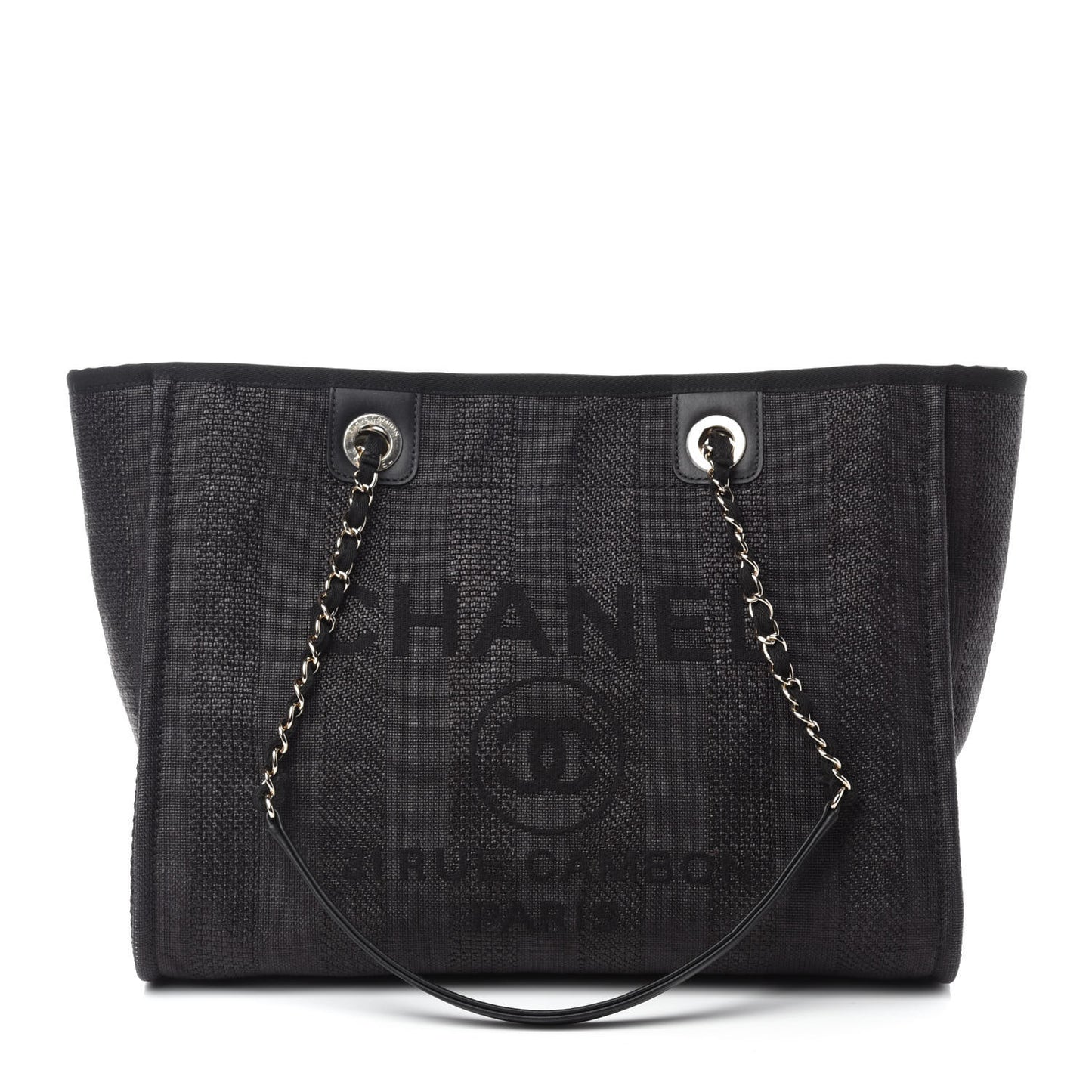 Mixed Fibers Striped Small Deauville Tote Black