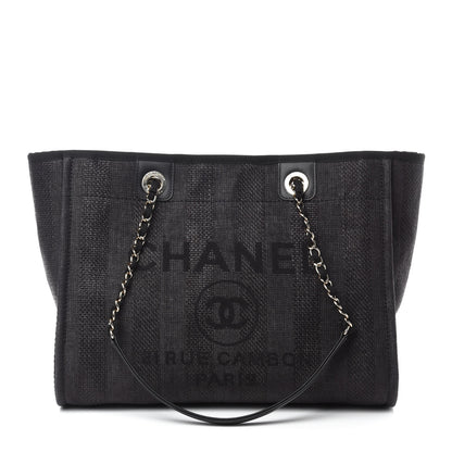 Chanel Mixed Fibers Striped Small Deauville Tote Black 1 of 10