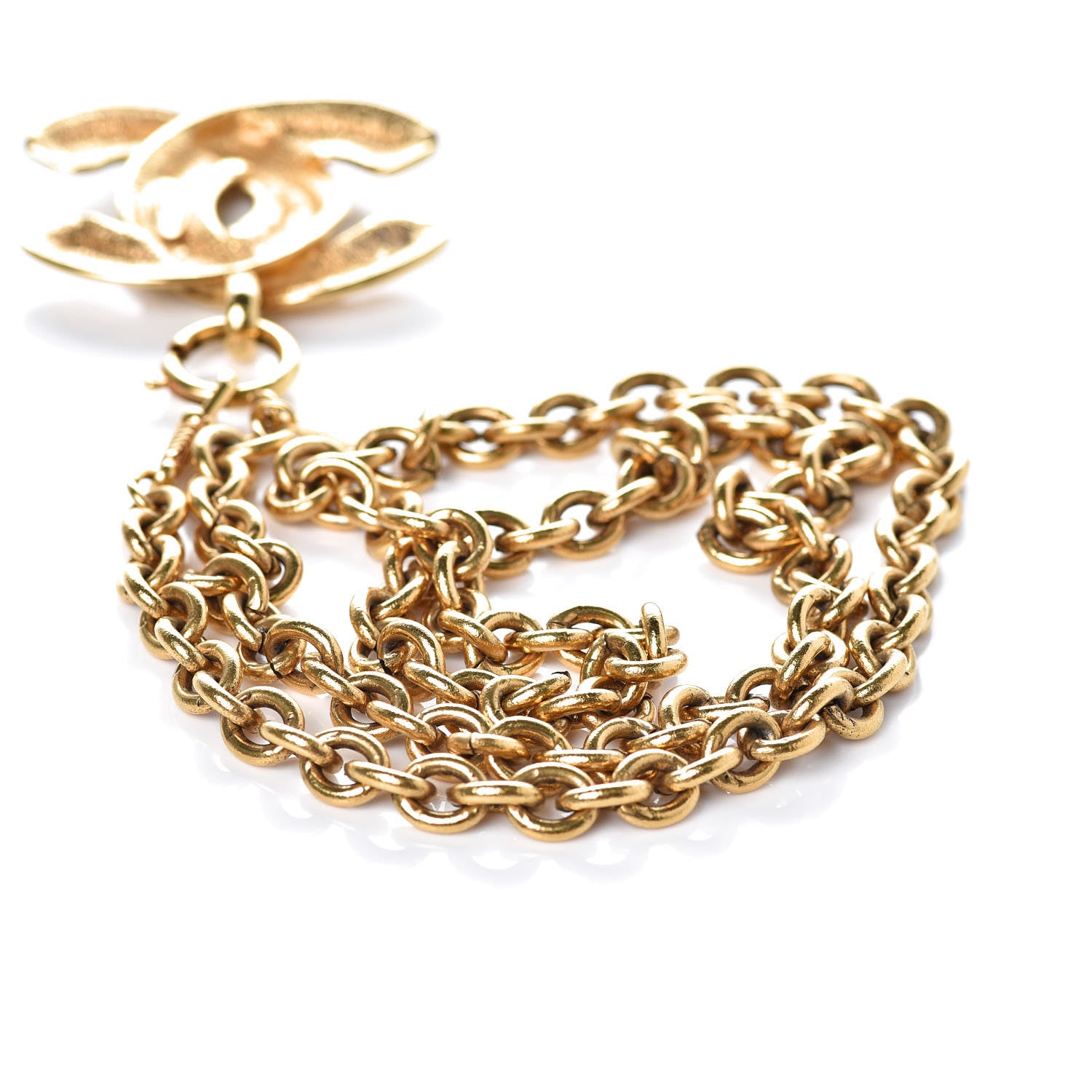 Chanel Quilted Large CC Long Chain Necklace Gold 15 of 23