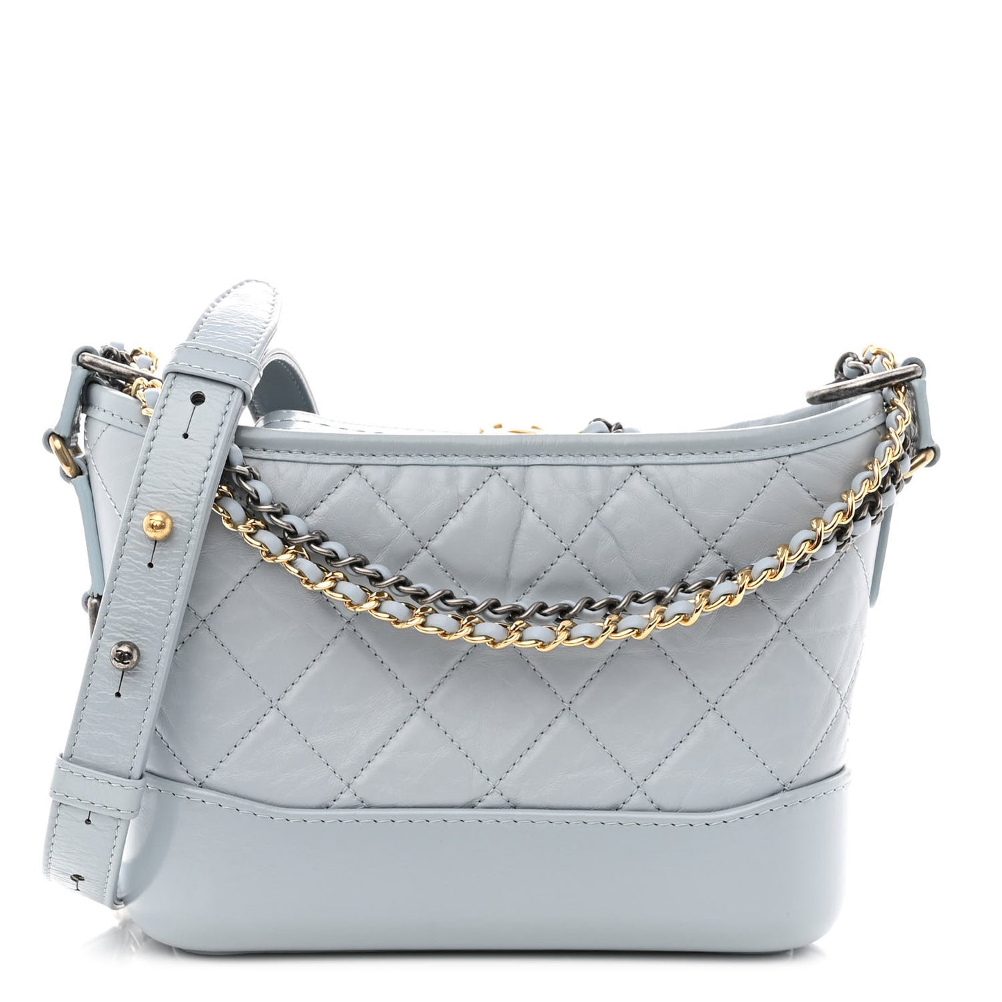Aged Calfskin Quilted Small Gabrielle Hobo Light Blue