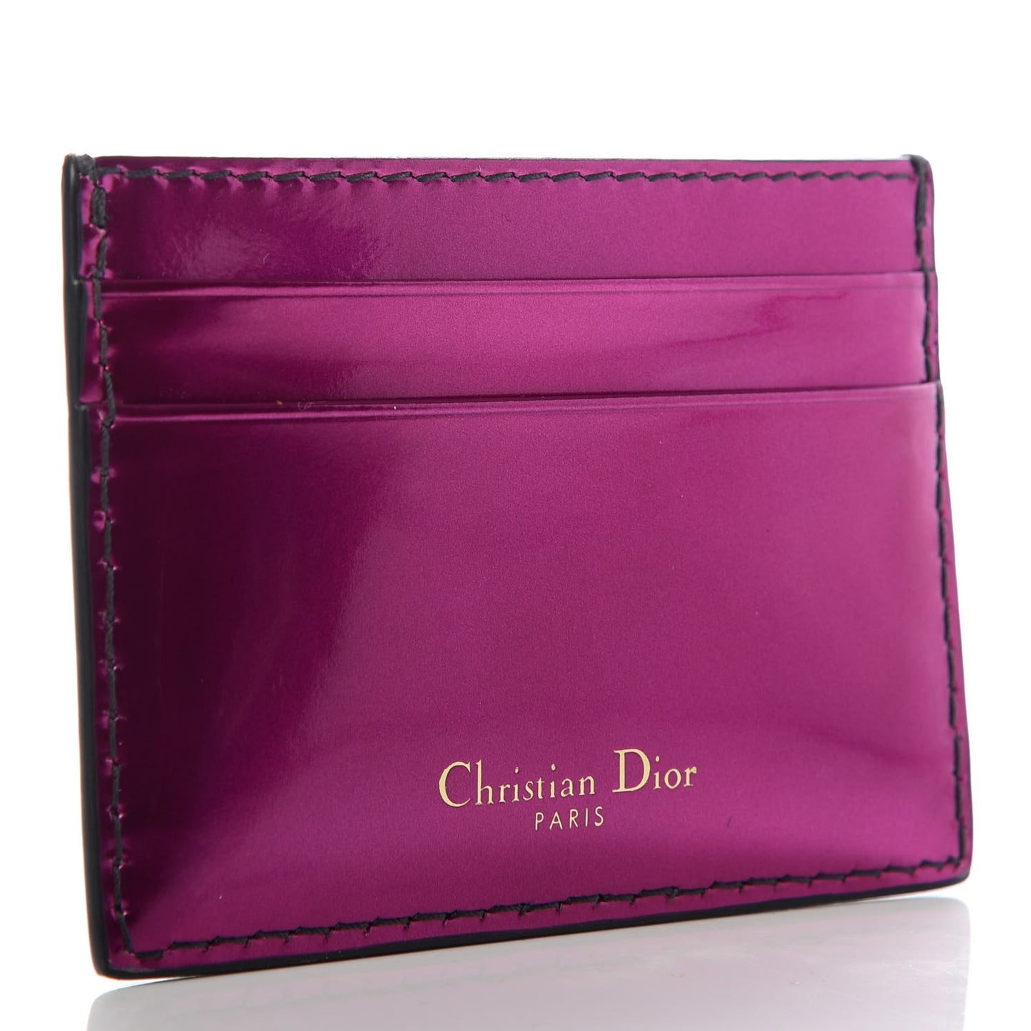 Metallic Calfskin D-Fence Card Holder Fuchsia