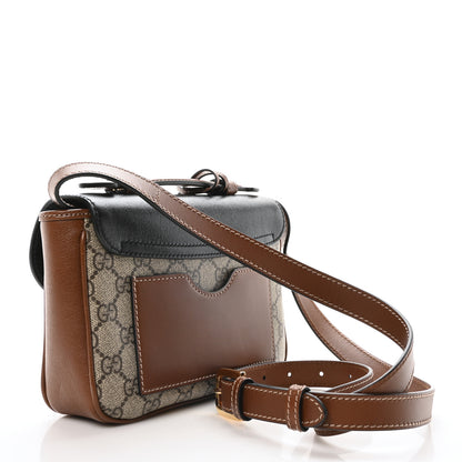 Gucci GG Supreme Monogram New Sakai Lux Calfskin Mini Padlock Flap Pocket Shoulder Bag Beige Ebony Black Cuir 3 of 10