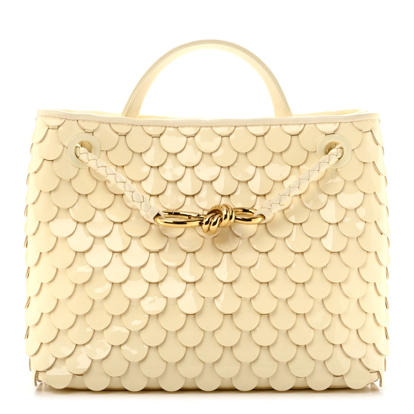 Patent Calfskin Fish Scale Small Andiamo Shoulder Bag Chamomile