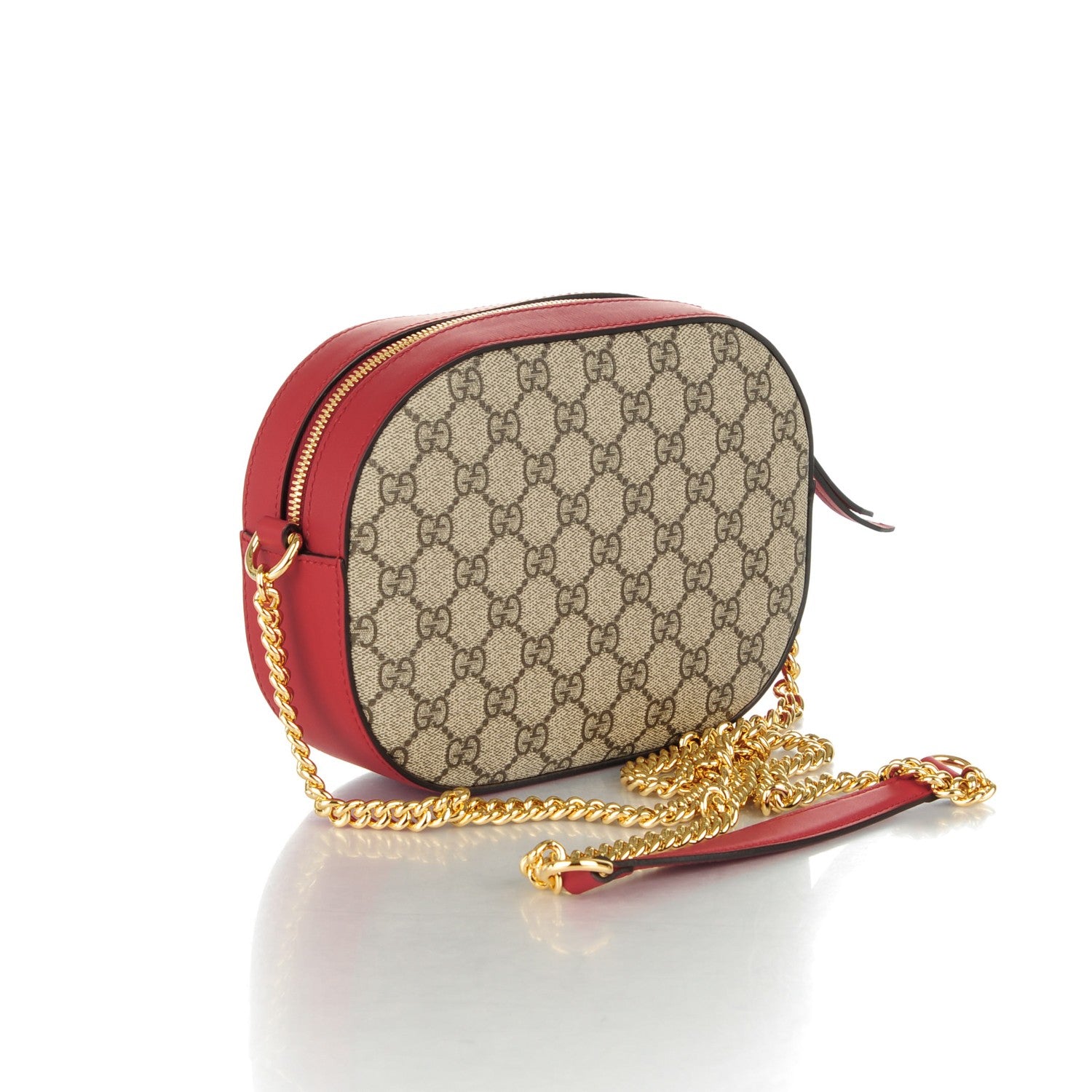 Gucci GG Supreme Monogram Kingsnake Heart Embroidered Mini Chain Shoulder Bag Beige Hibiscus Red 3 of 8