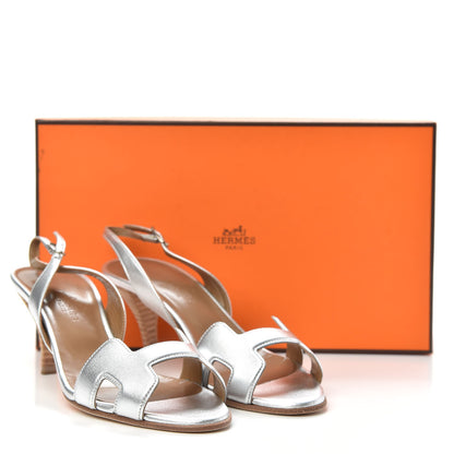 Hermes Metallic Nappa Night 70 Slingback Sandals 35 Argent 8 of 8