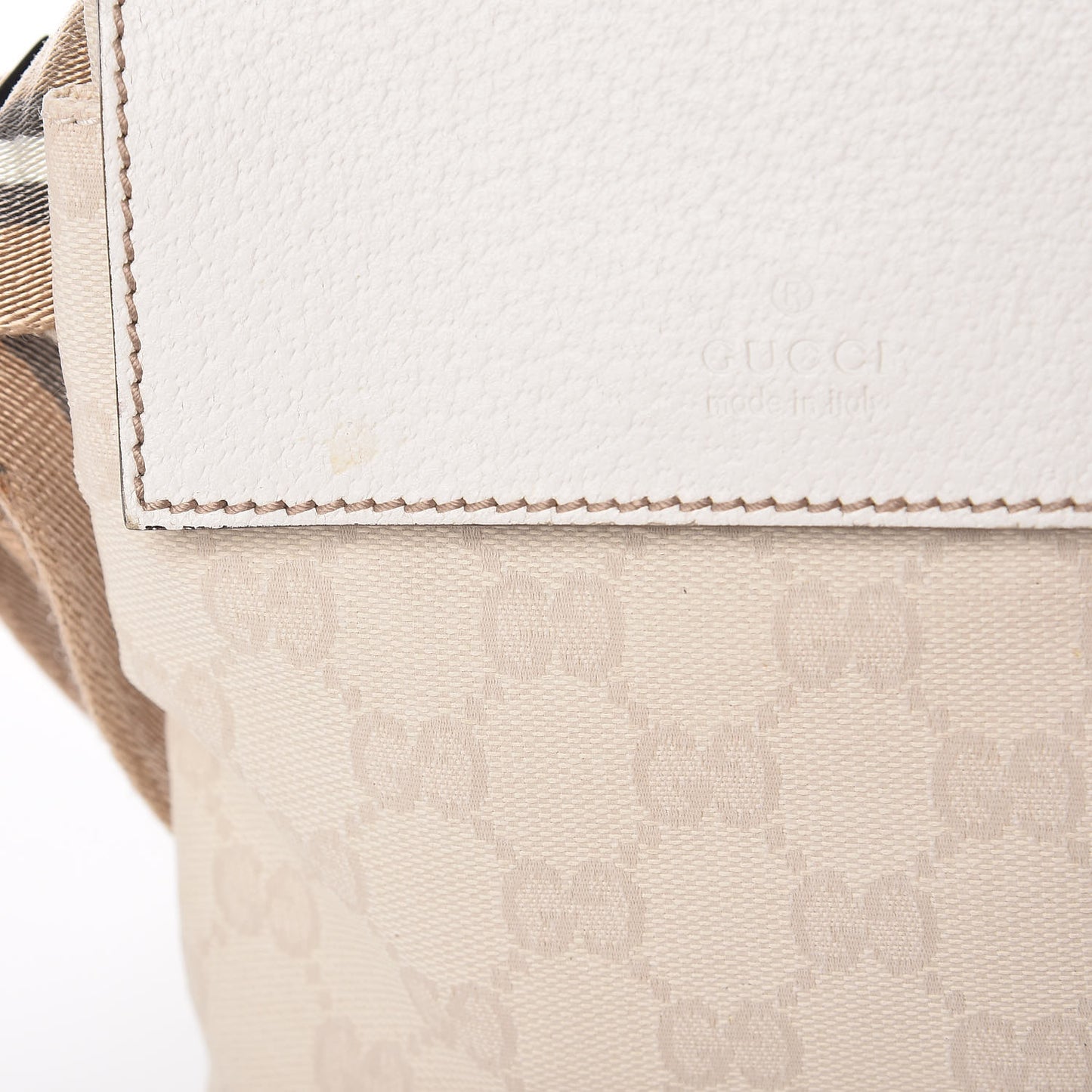 GG Monogram Web Double Pocket Belt Bag White