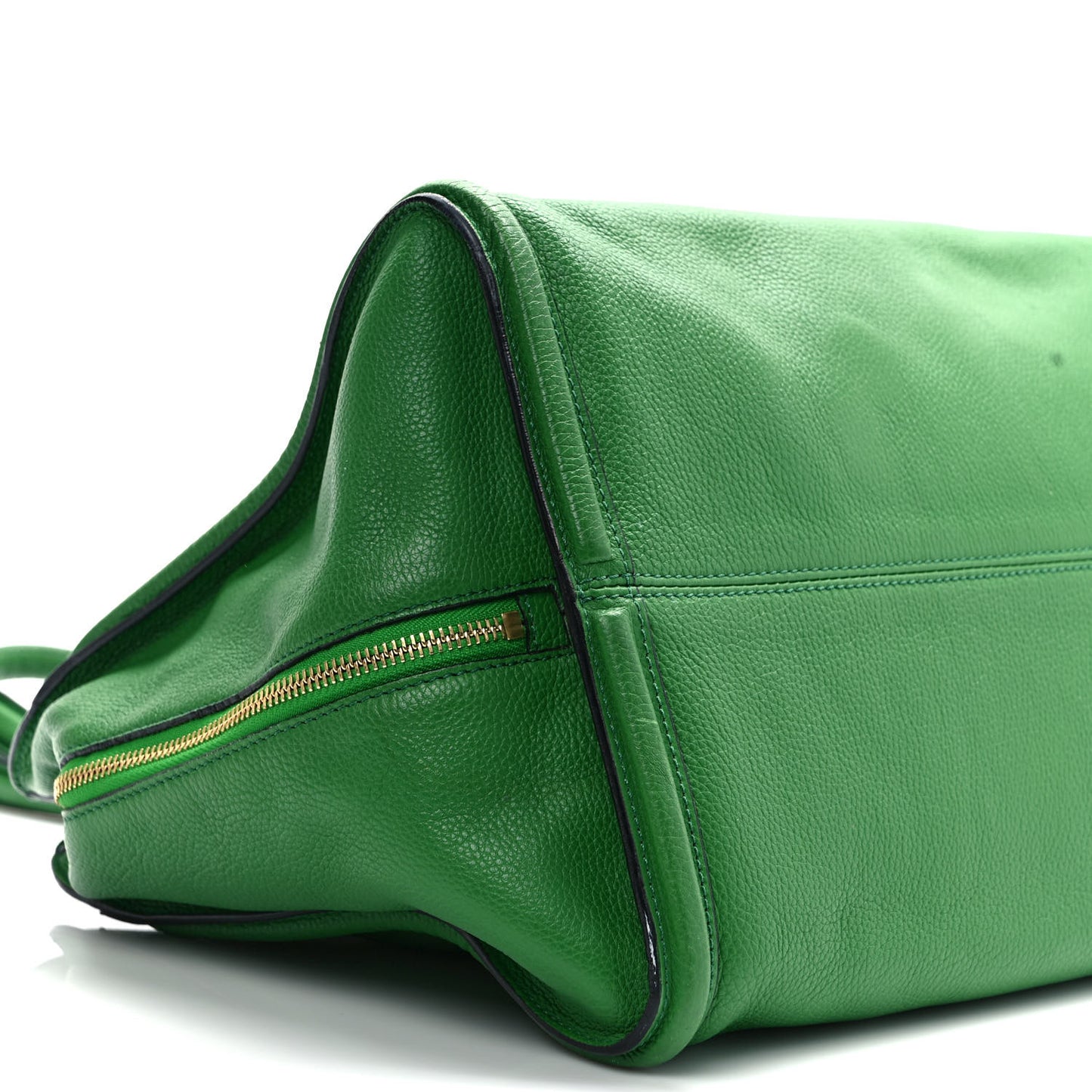 Pebbled Calfskin Large Skull Padlock Zip Around Tote Emerald