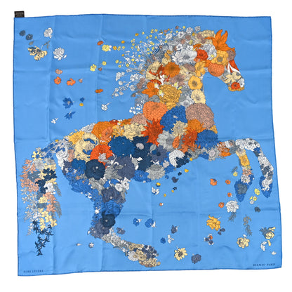 Hermes Silk Robe Legere Scarf 90 Bleu Azure Ocre Roux 1 of 3