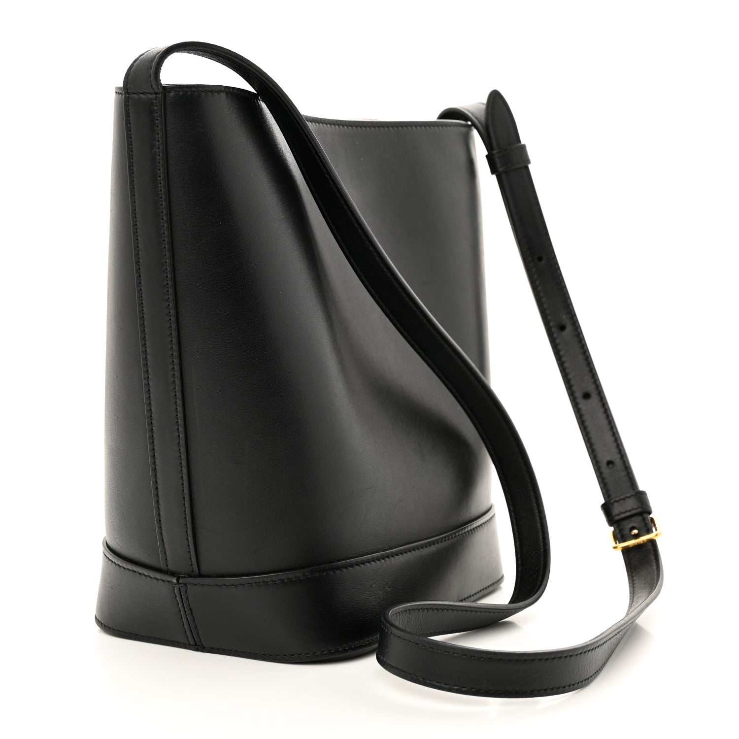Celine Smooth Calfskin Triomphe Small Bucket Bag Black 3 of 13