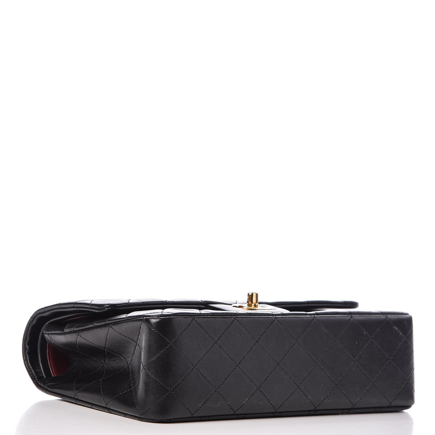 Lambskin Quilted Medium Double Flap Black