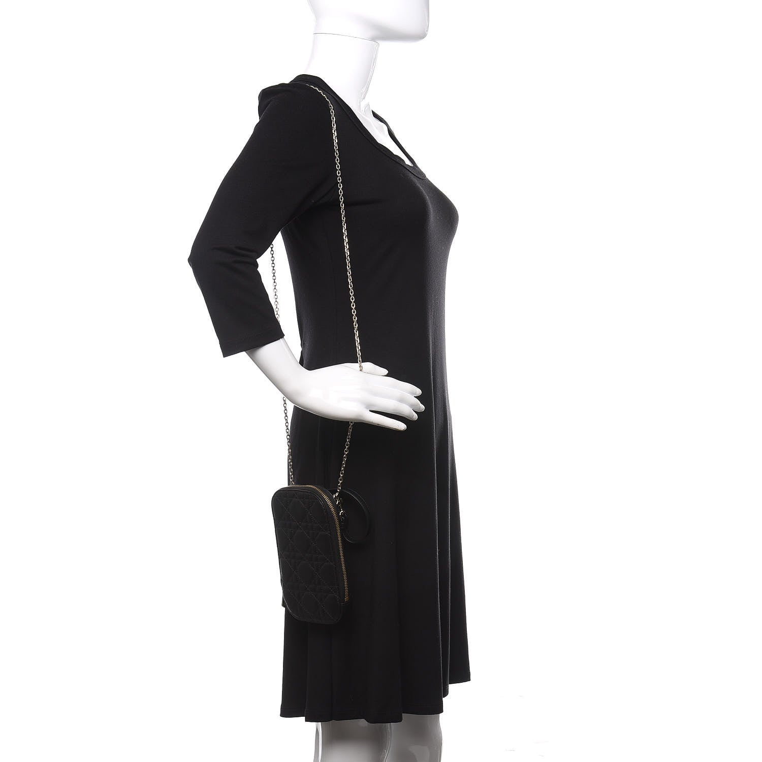 Christian Dior Lambskin Cannage Lady Dior Phone Holder Black 2 of 10