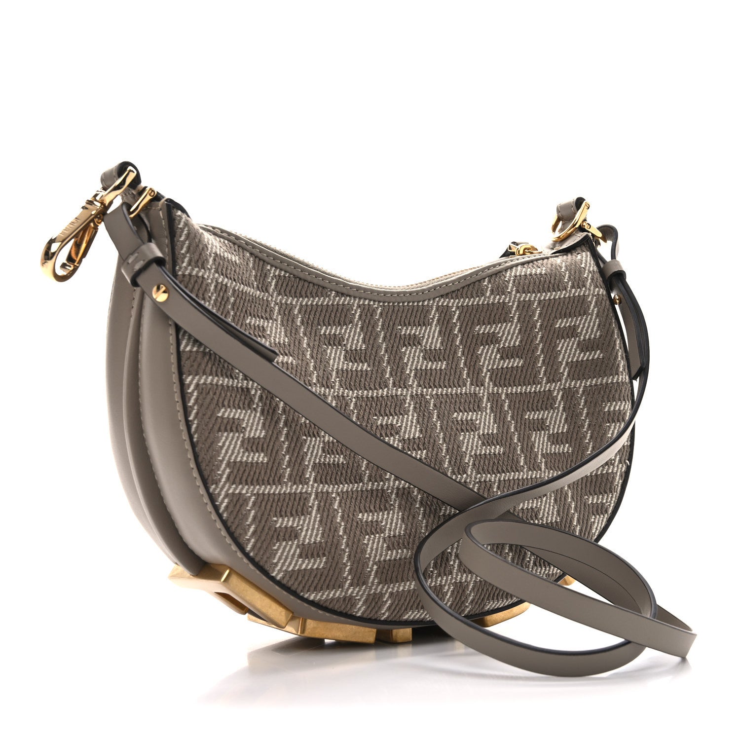Fendi Denim Jacquard FF Effect Vitello Grace Mini Fendigraphy Hobo Bag Dove White Dove 3 of 10