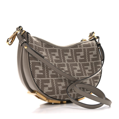 Fendi Denim Jacquard FF Effect Vitello Grace Mini Fendigraphy Hobo Bag Dove White Dove 3 of 10