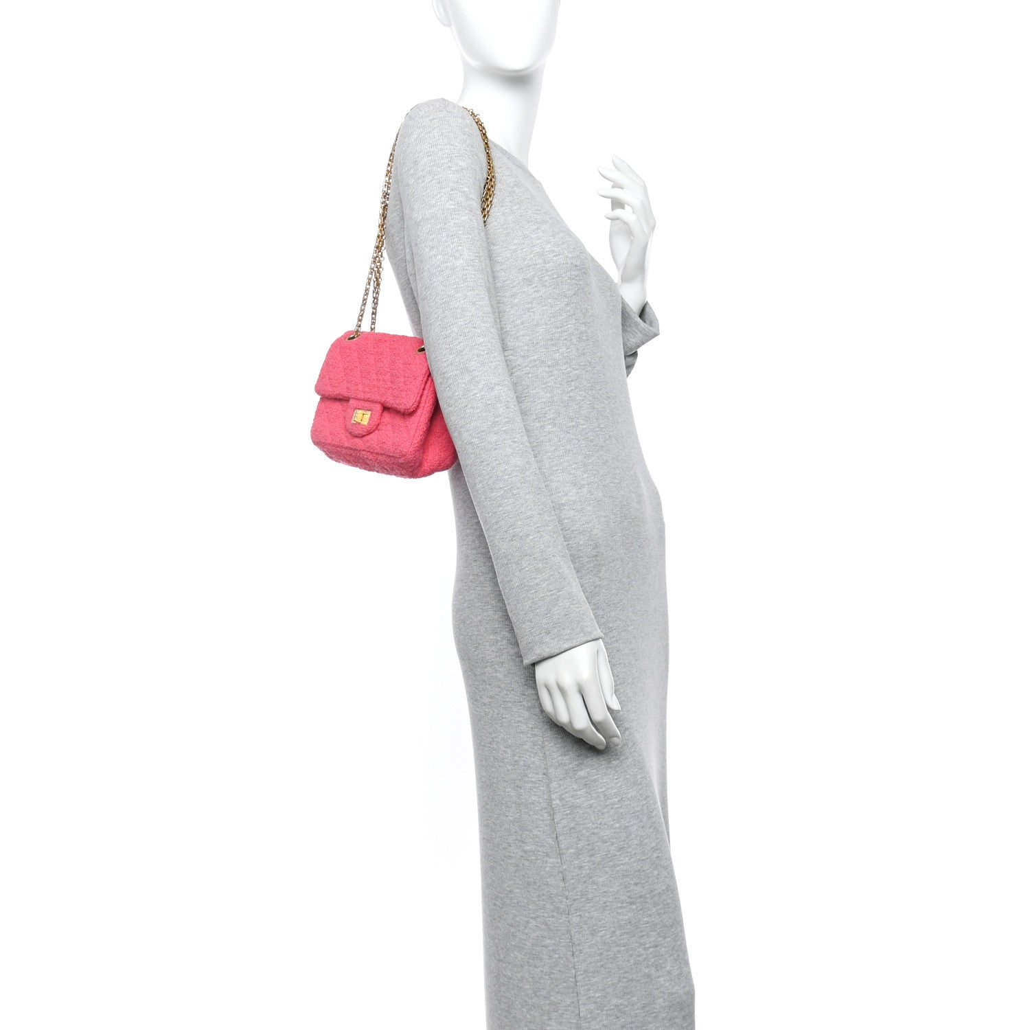 Chanel Tweed Quilted 2.55 Reissue Mini Flap Pink 2 of 13
