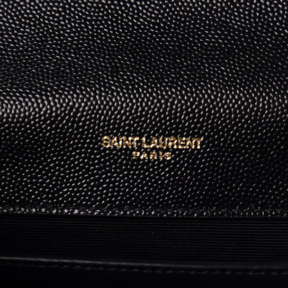 Saint Laurent Grain De Poudre Matelasse Chevron Medium Monogram Satchel Black 6 of 11