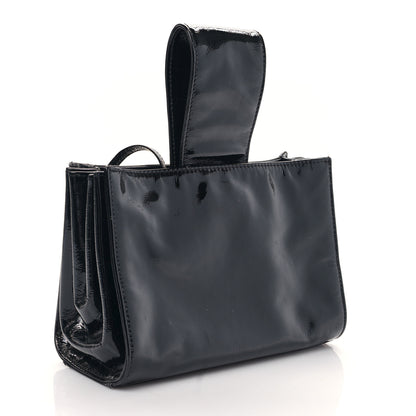 Chanel Patent Mademoiselle Lock Convertible Wrist Clutch Bag Black 4 of 11