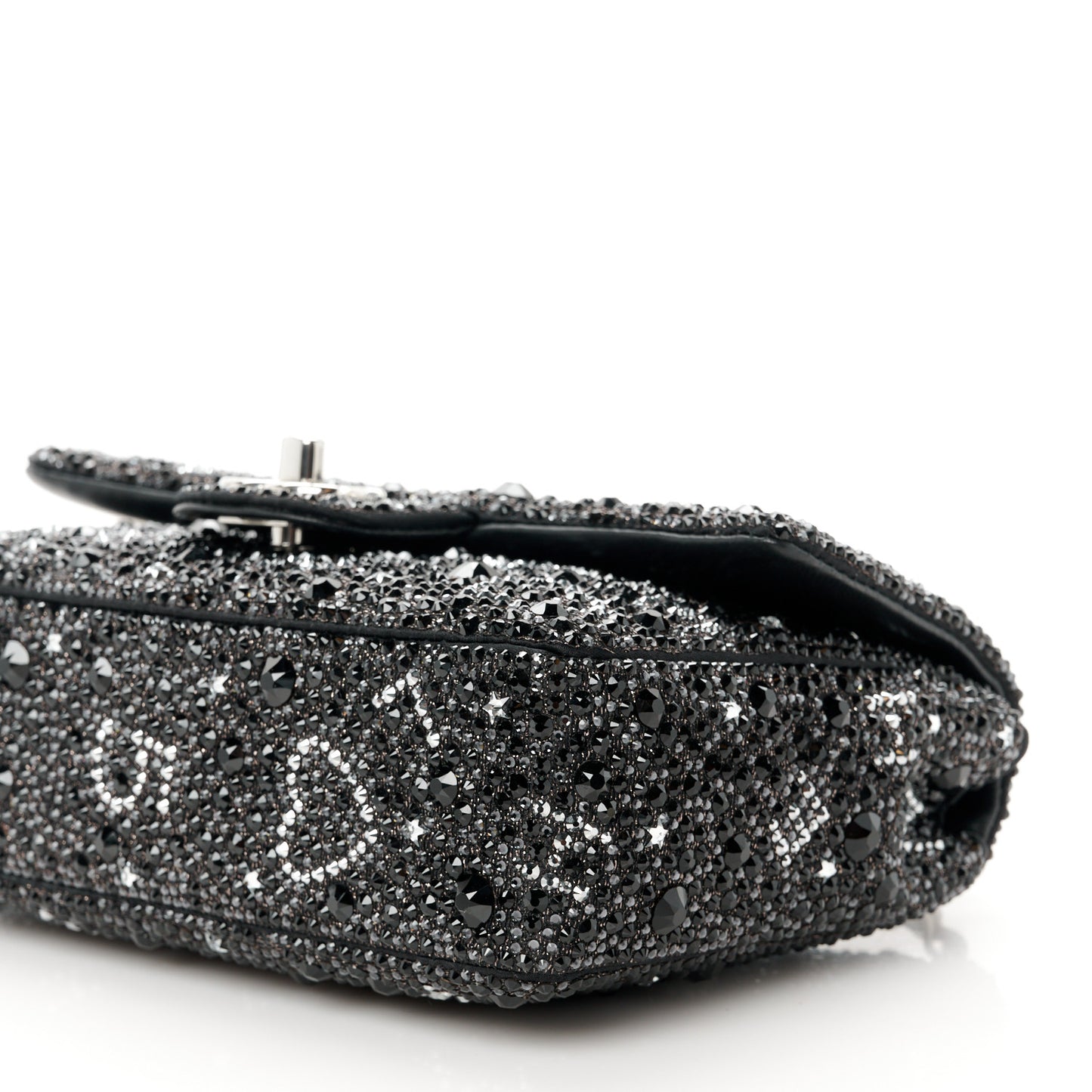 Satin Diamante Lucky Symbols Evening Flap Bag Black