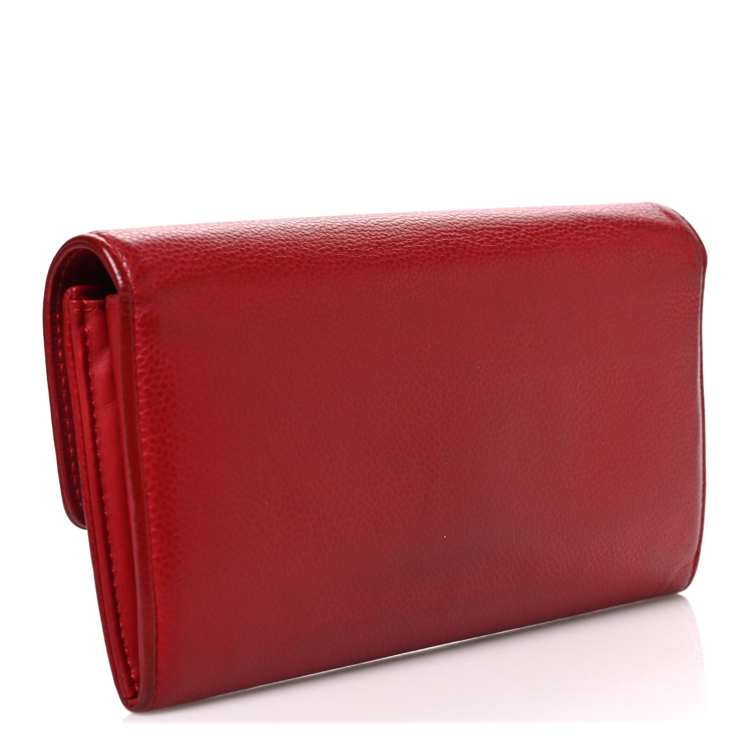 Chanel Caviar Timeless CC Large Gusset Flap Wallet Light Red 3 of 8
