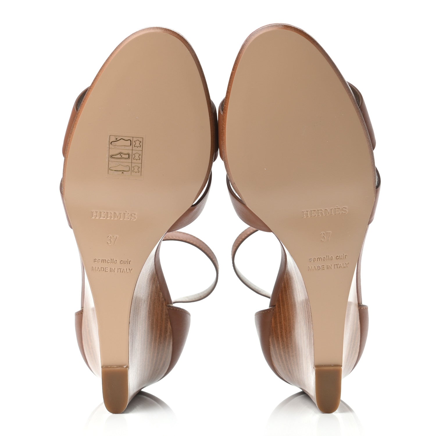 Hermes Calfskin Legend Wedge Sandals 37 Gold 4 of 4