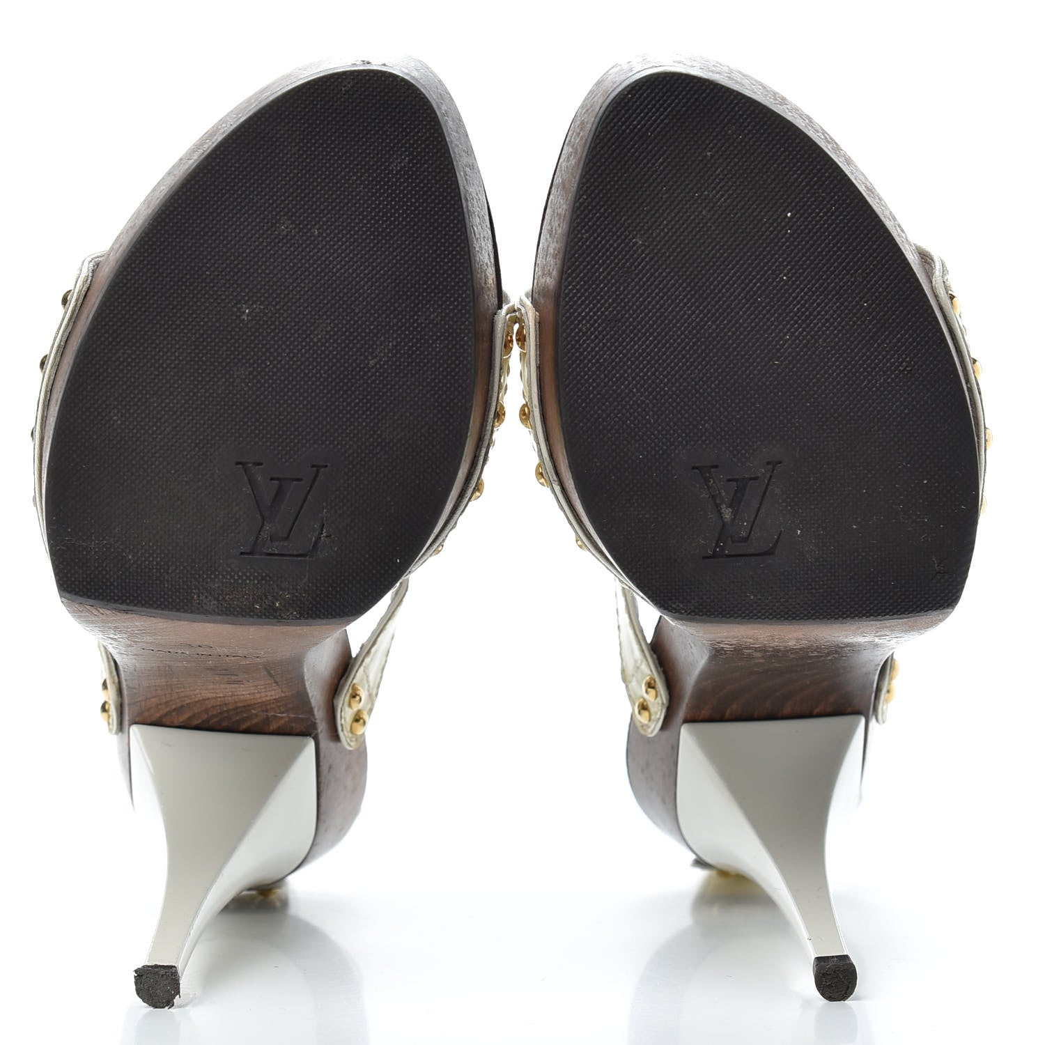 Louis Vuitton Patent Calfskin LV Bow Wooden Sandals 36 White 5 of 8