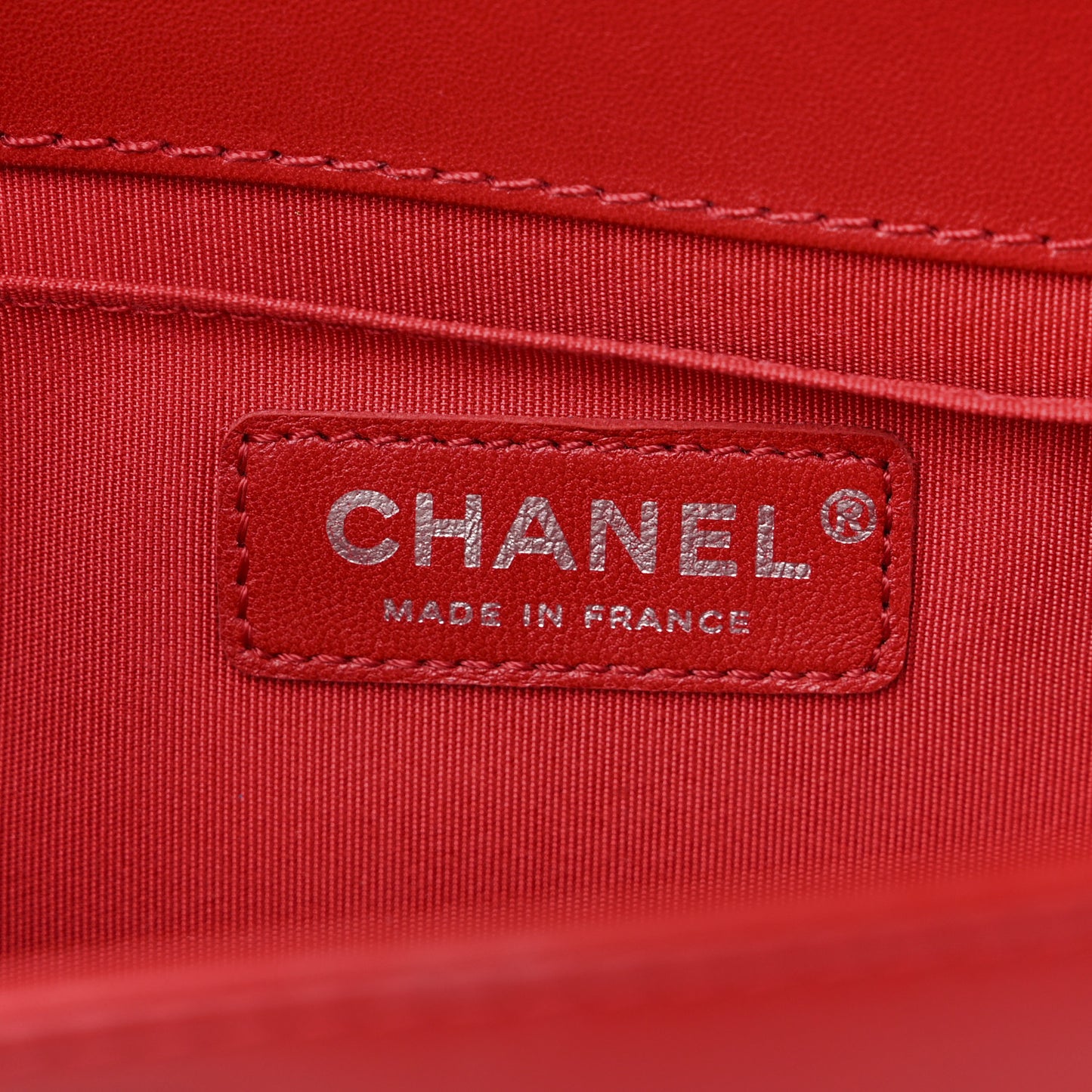Lambskin Geometric Chevron Quilted Medium Boy Flap Red