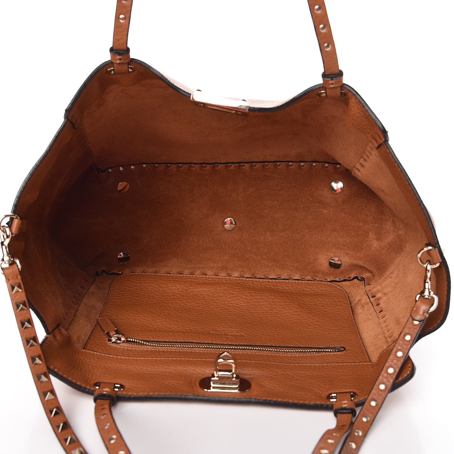 Valentino Garavani Pebbled Calfskin Medium Rockstud Tote Light Cuir 6 of 10