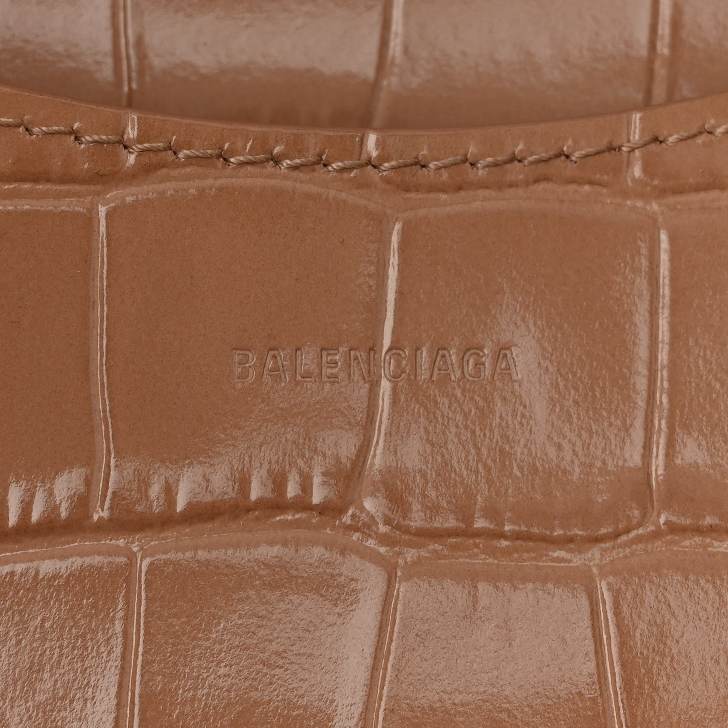 Balenciaga Shiny Supple Calfskin Crocodile Embossed Neo Classic Gold Hardware City Nude Beige 6 of 9