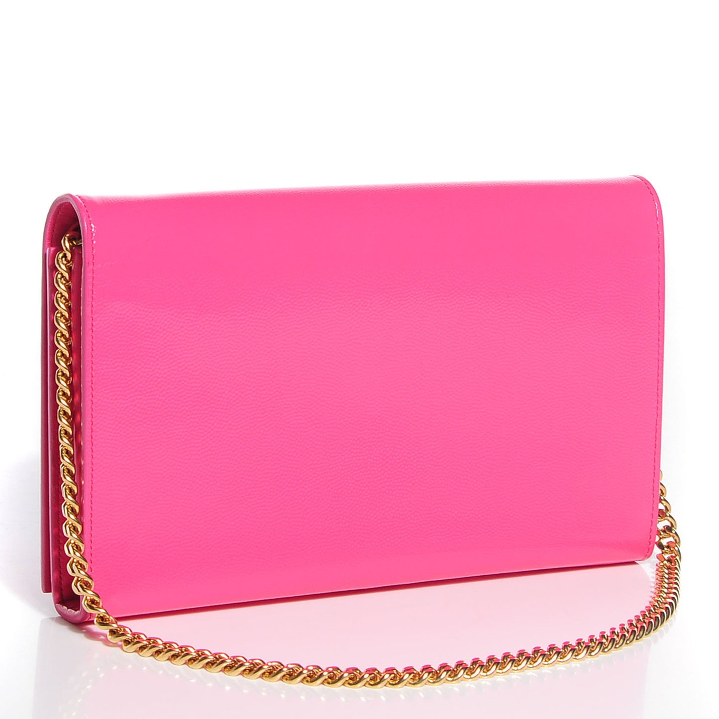 Patent Grain de Poudre Classic Letters Chain Wallet Lipstick Pink