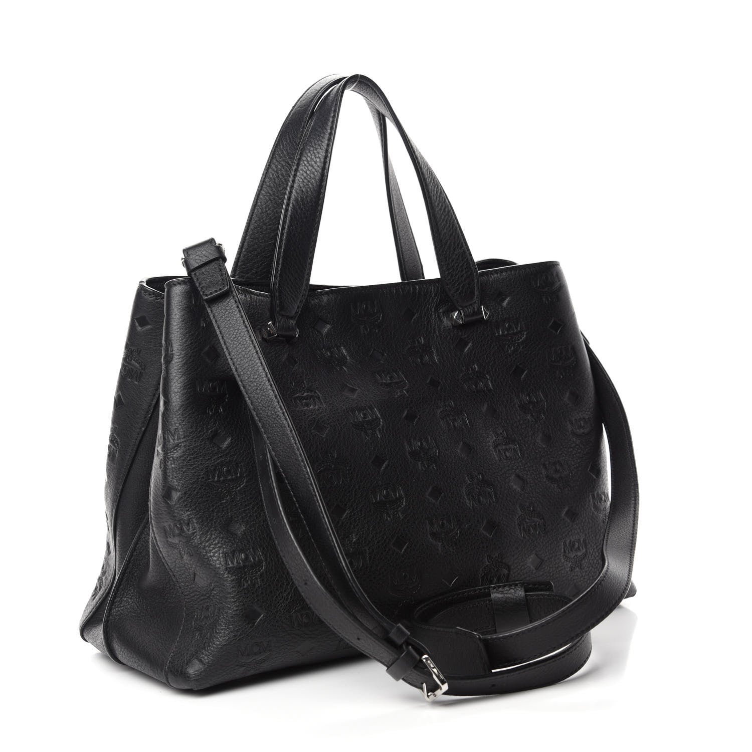 MCM Calfskin Ottomar Monogram Large Essential Tote Black 3 of 11