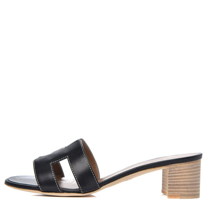 Hermes Calfskin Oasis Sandals 37 Black 1 of 9