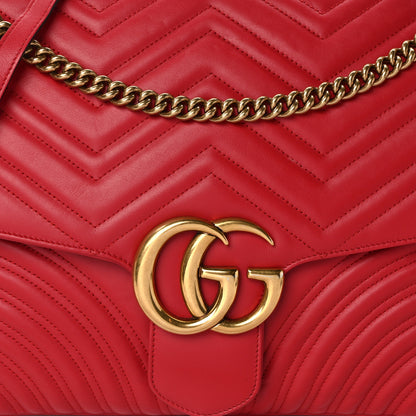 Gucci Calfskin Matelasse Large GG Marmont Shoulder Bag Hibiscus Red 8 of 15