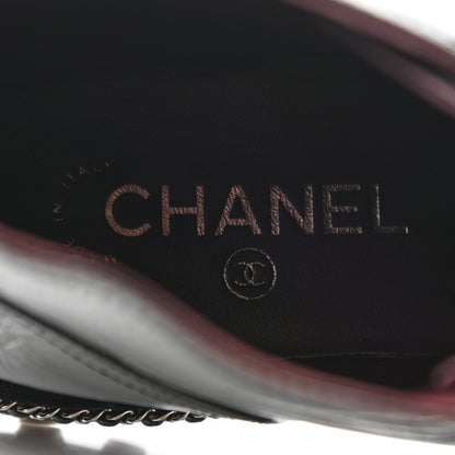 Chanel Crackled Calfskin Velvet Pearl Combat Short Boots 39.5 Black 7 of 10