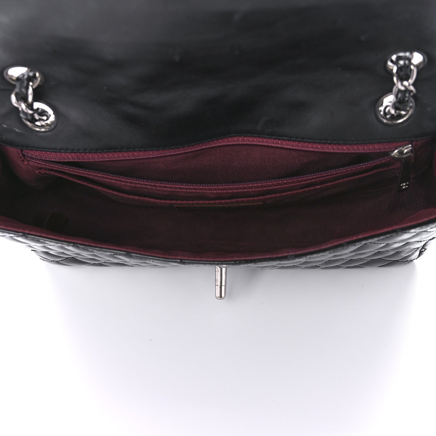 Patent Quilted Secret Label Medium Flap Black