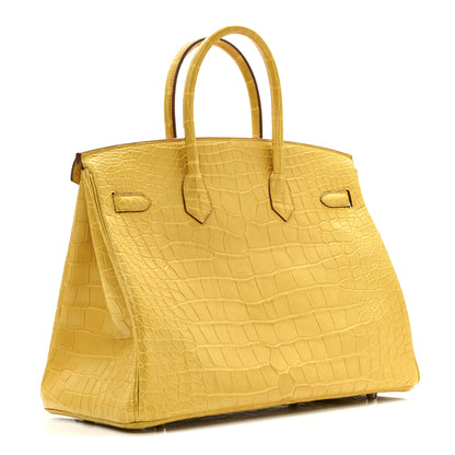 Hermes Matte Alligator Birkin 35 Jaune Ambre 3 of 10